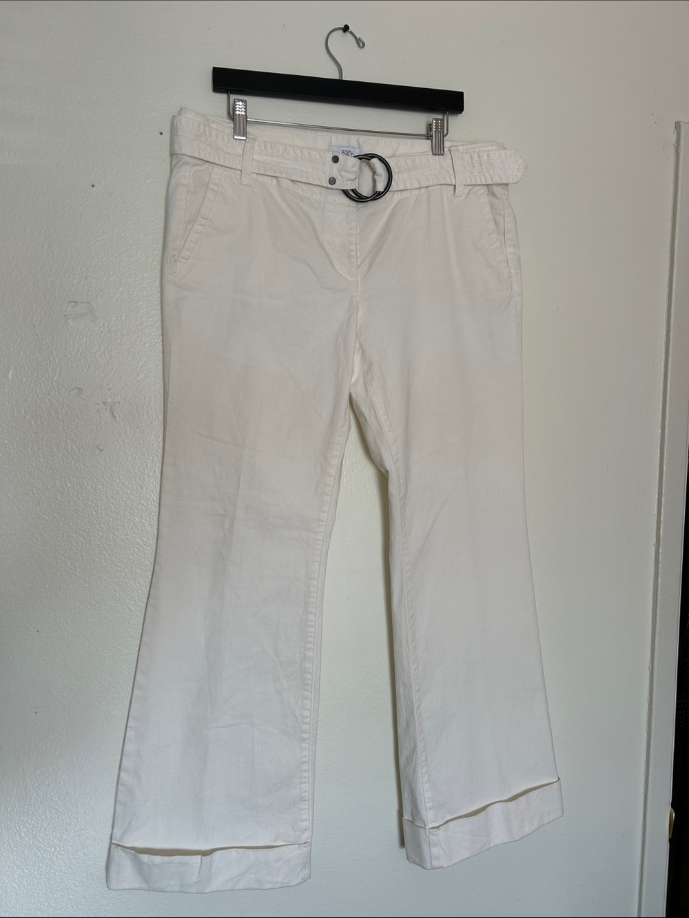 Ann Taylor loft Mother’s Day White Flared Cotton Pants with Belt